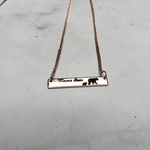 Mama bear rose gold colored necklace